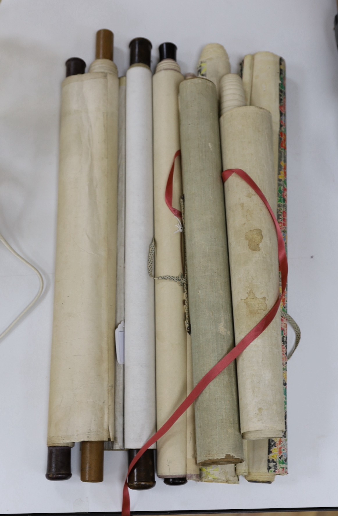 Japanese and Chinese school, 19th / 20th century, seven scrolls depicting various scenes and landscapes